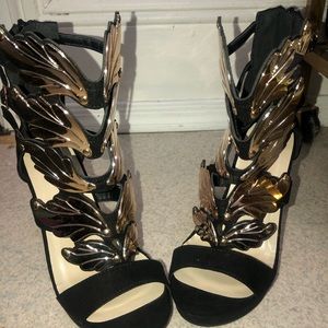 Black with gold wings heels